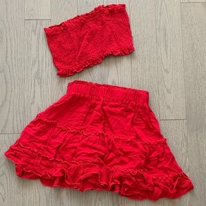 Matching Smocked Tube Top and Skirt set